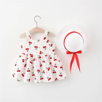 2023 Детская одежда с принтом и бантом в Корейском стиле, Пышная юбка-пачка с капюшоном, новое Летнее Милое платье-слинг для маленьких девочек, повседневная одежда для малышей