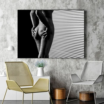 Плакаты и принты с обнаженной черно-белой женщиной Висят в гостиной, на холсте, на стене, Художественная картина, украшение дома