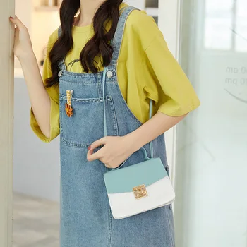Маленькая сумка Модная женская милая квадратная сумка контрастного цвета, диагональная сумка на шнурке через плечо, персонализированная сумочка