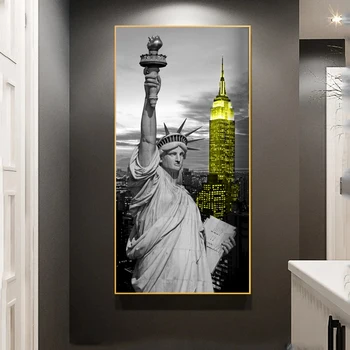 Черно-белые плакаты и принты, картины на холсте, художественные картины для гостиной, современный домашний декор, Пейзаж Нью-Йорка
