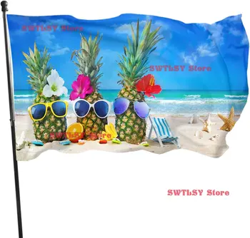 Мультяшный флаг с ананасами, Забавные Пляжные солнцезащитные очки с ананасом, морской Тропический Летний сад, Баннер для дома, декор для внутреннего двора, крыльца, лужайки