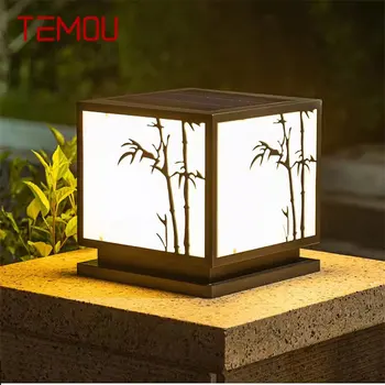 TEMOU Outdoor Solar Vintage Post Lamp Простой квадратный светильник на столбе Водонепроницаемый Современный светодиодный светильник для дома, виллы, сада, патио