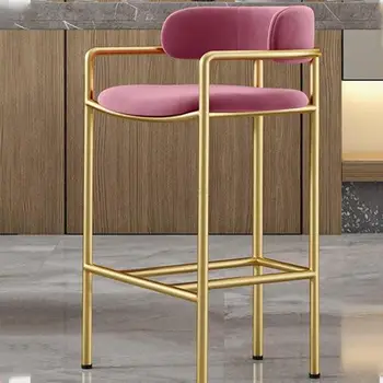 Роскошный кухонный барный стул с современной высокой скандинавской металлической спинкой, стильный барный стул, барный табурет, минималистичный шезлонг, Кухня, Домашний декор