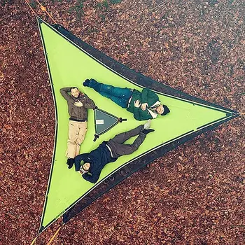 Портативный треугольный Гамак 4х4х4м Для нескольких человек Воздушный Коврик Удобный Гамак для сна в кемпинге на открытом воздухе Переносная Подвесная кровать