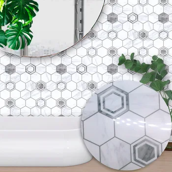 Funlife Современная минималистичная текстура мраморных стен текстура серобелой плитки наклейки для гостиной кабинета кухни домашнего декора наклейка на стену
