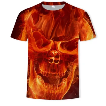 Весенне-летняя Мужская футболка 2023 с 3D Цифровой печатью на заказ с Рисунком Черепа - повседневный Популярный Уличный Стиль с Короткими Рукавами Большого Размера