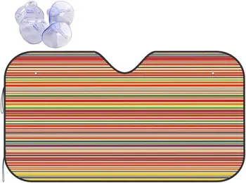 Солнцезащитный козырек на лобовом стекле автомобиля отражает Яркие Горизонтальные Красочные полосатые линии На фоне Радужных полосок, отображающих Переднее стекло 30x55 дюймов