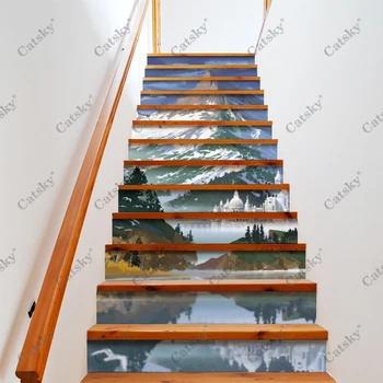 Художественные наклейки для пола Mountain 2 Stair Водонепроницаемые Съемные самоклеящиеся наклейки для лестниц 