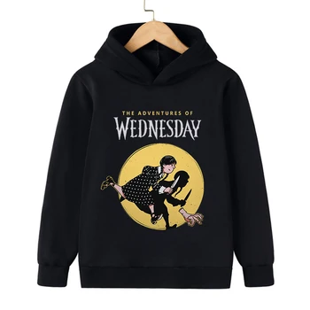 Толстовка с капюшоном Wednesday Addams, детская одежда с героями мультфильмов 