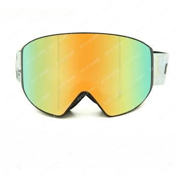Лыжные очки с магнитными линзами, автоматически меняющими цвет, для мужчин и женщин, для взрослых, Безрамные, двухслойные, противотуманные