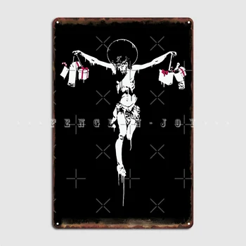 Металлическая вывеска Banksy с распятым Иисусом Христом, украшение гаража, паб, гараж, изготовленный на заказ кинотеатр, жестяной плакат для гаража