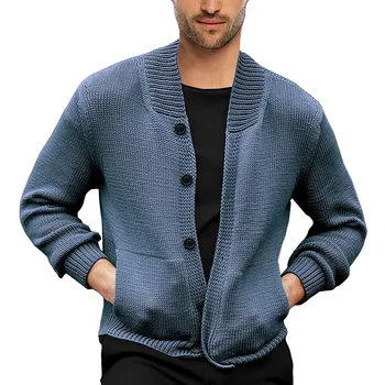 Мужская куртка, однотонный модный городской вязаный кардиган, свитер 2022, осень-зима, Новый свитер, мужская верхняя одежда и пальто