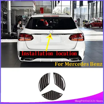 Для Mercedes Benz C Class W205 2016-2019, Наклейки с логотипом задней двери из настоящего углеродного волокна, Автомобильные Внутренние Аксессуары