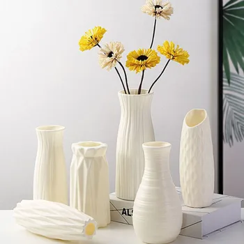 Пластиковая ваза для цветов, Устойчивая к падению, Имитирующая Вазу, украшение для домашнего рабочего стола, Весенний декор