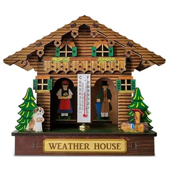 Погодный домик Лесной Погодный домик с деревянным шале для мужчины и женщины, Барометр, термометр и гигрометр для украшения дома