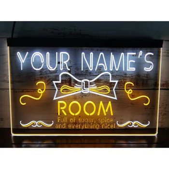  Название Персонализированная Пивная вывеска Girl Princess Room, изготовленная на заказ, Двухцветная светодиодная Неоновая вывеска