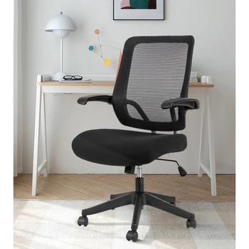 Черное офисное кресло среднего класса, Кресло для отдыха, Компьютерное кресло С откидывающимися Подлокотниками, Максимальный Угол наклона до 105, Колесо с отключением звука 360 °.