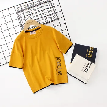 2023 Летняя модная детская одежда в корейском стиле, футболки для мальчиков, топы из 100% хлопка с принтом для 4-13 лет, футболки
