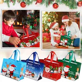 Рождественские сумки-тоут с ручками, многофункциональные рождественские сумки для подарков, украшения для вечеринок, тематические браслеты на день рождения
