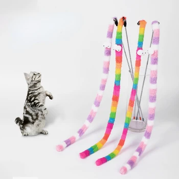 Забавная палочка-дразнилка для кошек Интерактивная игрушка для домашних животных Инструмент для дрессировки Котенка Красочная Палочка-Дразнилка для домашних животных