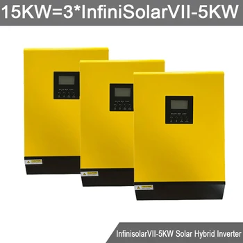 Солнечный Гибридный Инвертор 15 кВт 48 В 230 В С Высоким Фотоэлектрическим входом 450 В постоянного тока Встроенный Контроллер заряда 80A MPPT с максимальным количеством Параллельных блоков