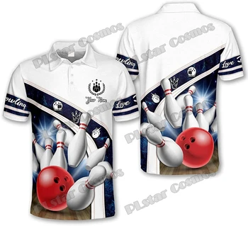 PLstar Cosmos Bowling Персонализированное Имя С 3D Принтом Мужская Рубашка Поло Летняя Уличная рубашка с коротким рукавом Подарок Для Игрока В Боулинг WK35