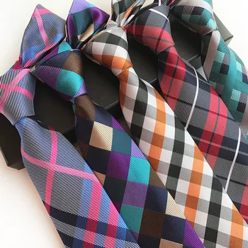 Модные галстуки из полиэстера и жаккарда в клетку, Новый официальный деловой галстук, 1200 булавок, 8 см, завязывающийся самостоятельно для мужчин