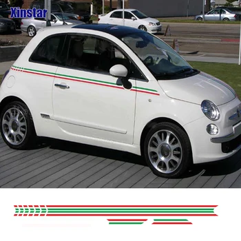Полосы Итальянского Флага Линии Талии Автомобиля Наклейки На Кузов Двери Индивидуальные Наклейки Аксессуары Для Кузова Автомобиля Fiat 500