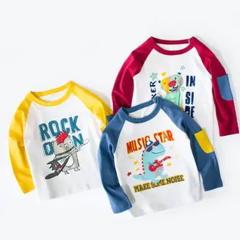 Футболка для мальчиков с длинными рукавами, хлопковые топы для маленьких девочек, футболка с изображением динозавра, одежда для подростков, одежда для полных младенцев