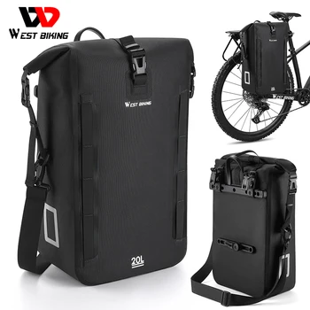 Велосипедная сумка WEST BIKING Складная, расширяемая, полностью водонепроницаемая, из ТПУ, 15-20 л, Задняя сумка для переноски велосипеда, аксессуары для MTB, сумки для рукоделия
