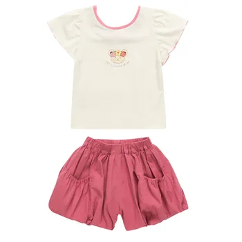 Повседневный комплект для девочек, Новые Летние модные шорты с милым мультяшным рисунком и коротким рукавом, комплект из двух предметов, милые детские укороченные топы