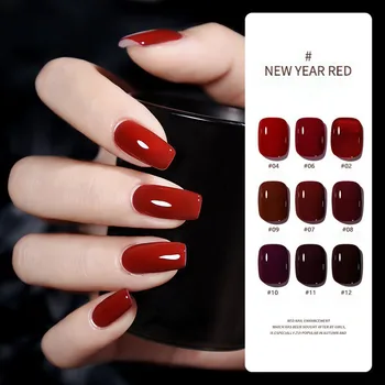 15 мл Гель-лака New Year Red Series Cherry Wine Red Ice Полупрозрачный гель для полупостоянного маникюра для ногтей, впитывающий УФ-гель-лак