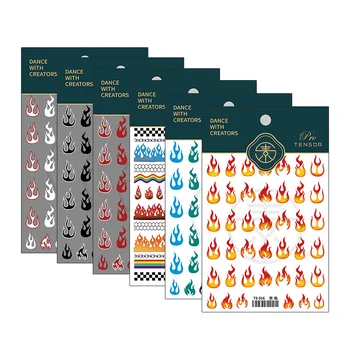 Огненные наклейки для ногтей, самоклеящиеся слайдеры, 3D наклейки для дизайна ногтей, украшения для маникюра TS515-520