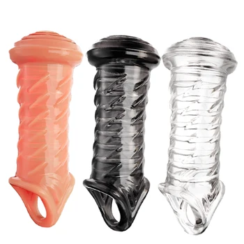 Силиконовый рукав для пениса Многоразового использования, удлинитель для увеличения головки пениса, кольцо для члена с задержкой эякуляции, точка G, Стимулирующие секс-игрушки для мужчин