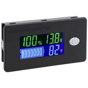 Монитор емкости аккумулятора, измеритель заряда батареи 10-100 В, Измеритель процентного напряжения 12 В 24 В 48 В Индикатор температуры по Фаренгейту
