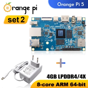 Orange Pi 5 + Блок питания 4 ГБ Оперативной памяти RK3588S Одноплатный Компьютер PCIE Модуль Externel Wifi + BT SSD Orange Pi5 Development Board