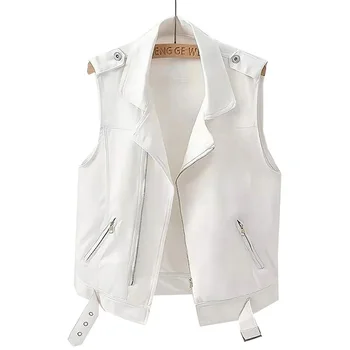 2023 Новая женская джинсовая куртка на бретелях, модные весенне-летние белые топы на молнии без рукавов, женские джинсы, пальто на бретелях