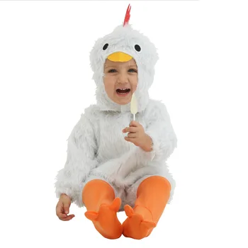 Детские плюшевые игрушки на Хэллоуин, детский костюм цыпленка с длинной белой шерстью на Хэллоуин