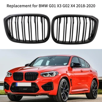 Двойная решетка радиатора с двойными планками, черная замена для BMW G01 X3 G02 X4 2018-2020