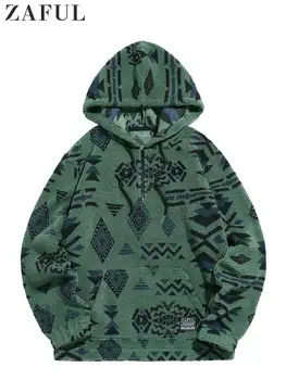 Мужская толстовка с капюшоном ZAFUL, толстовки с этническим ацтекским принтом, пушистые свитшоты, уличная одежда унисекс, пуловер, осенне-зимние свитшоты, теплый джемпер