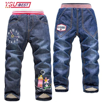 Зимние джинсы для мальчиков 3-7 лет, утепленные джинсы для мальчиков и девочек, теплые детские брюки, демисезонные штаны для детей, повседневные джинсы для мальчиков, хлопок