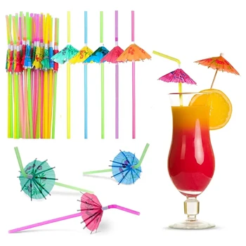 24 красочных соломенных зонтика fruit glow в гавайском стиле - лучший выбор для вечеринок!