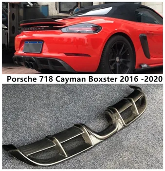 Диффузор Заднего Бампера Porsche 718 Cayman Boxster 2016 2017 2018 2019 2020 Спойлер Двери Багажника Из Настоящего Углеродного Волокна