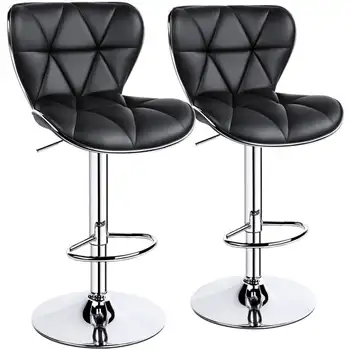 Барный стул из искусственной кожи с регулируемой средней спинкой Alden Design, набор из 2 предметов, аксессуары для ванной комнаты Black