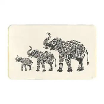 Мягкий нескользящий коврик Elephant 3D, коврик для ног, Декоративный Индийский слон, Мандала с диким животным, этнический узор, Племенной черный