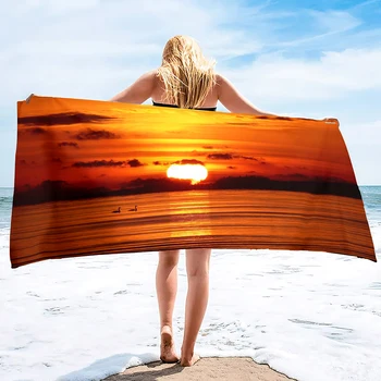 Пляжное полотенце большого размера, толстое пляжное полотенце из микрофибры без песка, впитывающее пляжные полотенца Sunrise Без песка, быстросохнущие банные полотенца