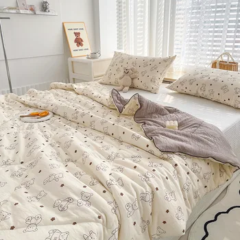 Летнее Детское одеяло Kawaii С наполнителем из соевого волокна Класса А, Стеганое одеяло С кондиционером, Моющееся Тонкое Стеганое одеяло, Охлаждающее Одеяло