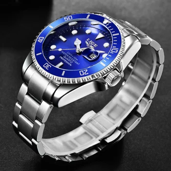 Кварцевые мужские часы LIGE, лучший бренд, роскошные Модные мужские часы, водонепроницаемые наручные часы 30 м, повседневные деловые часы Relogio Masculino