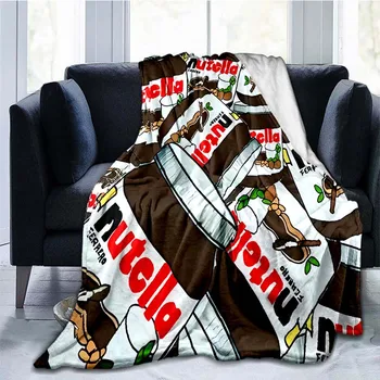 Забавное милое одеяло Foods Nutella, мультяшные бело-коричневые плюшевые фланелевые пледы, осеннее тепловое одеяло для подростков, одеяло для взрослых