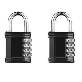 2-Х наружных замка, 4-значный кодовый замок для шкафчиков в спортзале, набор инструментов - сбрасываемый и атмосферостойкий цифровой замок, черный